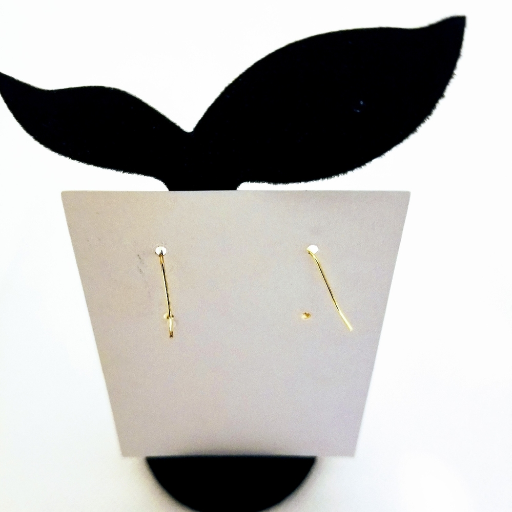 Black Stone Drop Earrings - Picture 3 of 5